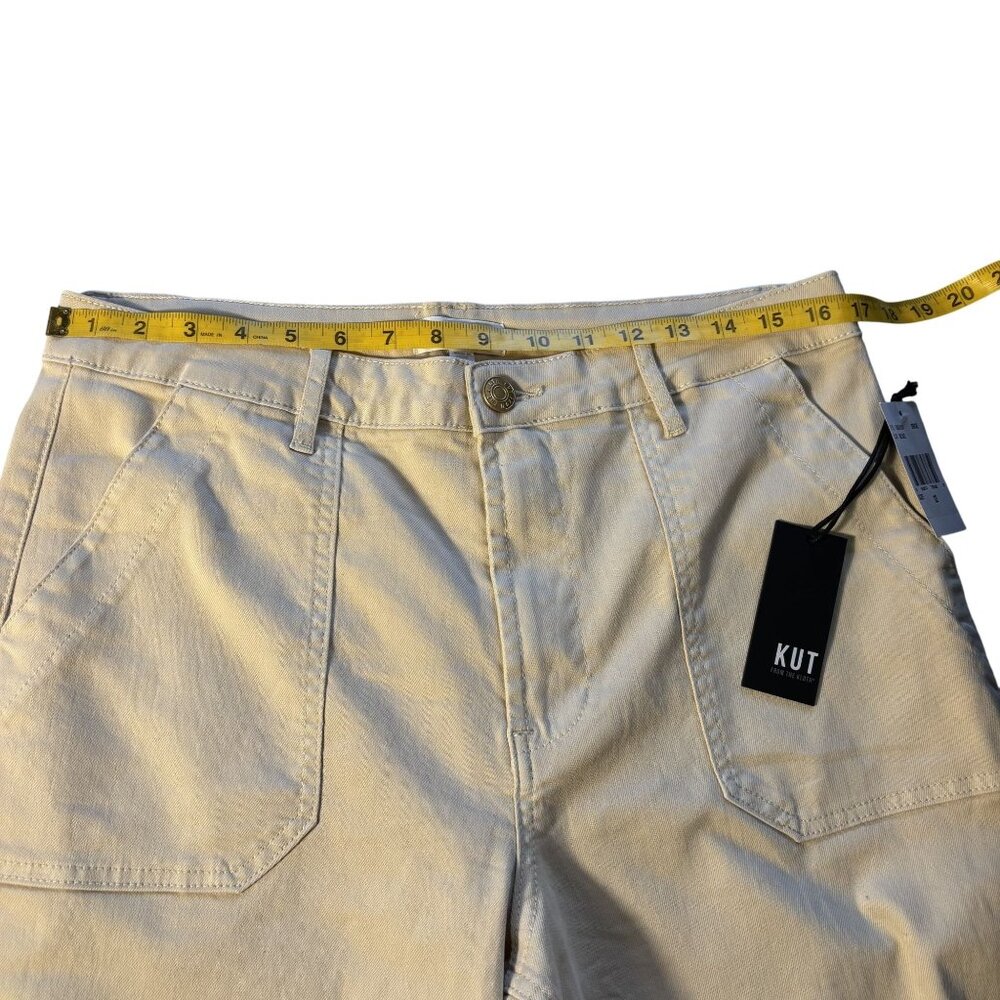 Kut From The Kloth Meg Beige Wide-Leg Pants Size 12 Cotton Blend - Picture 7 of 13